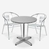 Set tavolo rotondo 70cm con 2 sedie alluminio bar giardino esterno Fizz Promozione
