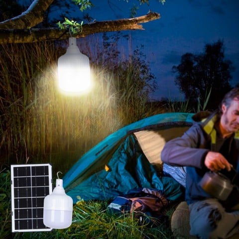 Lampada LED campeggio tenda portatile 50W con pannello solare e telecomando SunStars Promozione