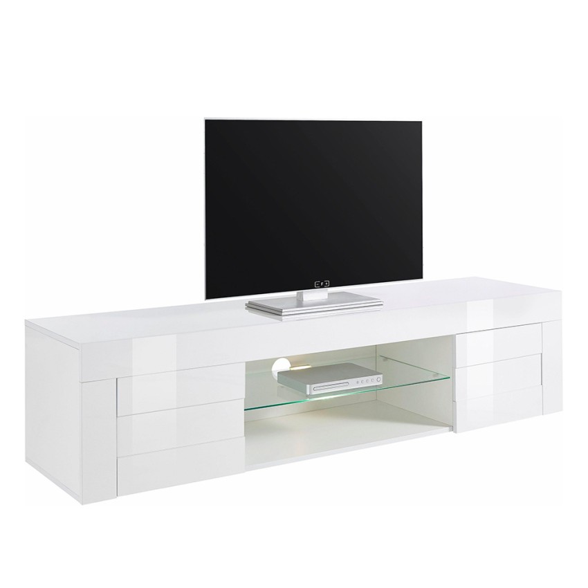 Grande Easy mobile porta TV bianco lucido moderno 2 ante 180cm