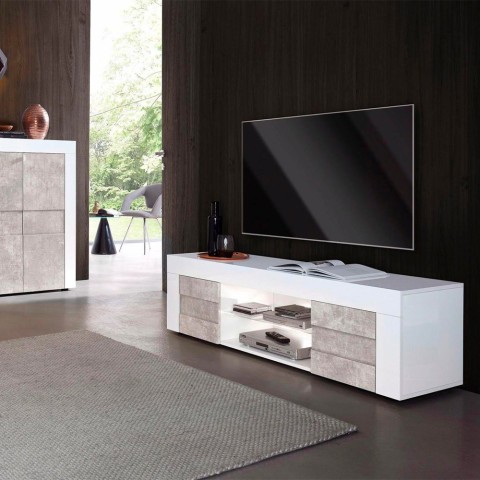 Mobile porta TV moderno 2 ante 180cm bianco grigio Wireburn Grande Easy Promozione