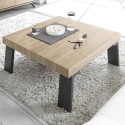 Tavolino basso quadrato 86x86cm in legno per soggiorno Dachshund Palma Promozione
