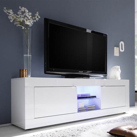 Mobile porta TV soggiorno moderno bianco lucido 2 ante Nolux Wh Basic Promozione