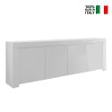 Credenza 4 ante madia soggiorno 210cm legno bianco lucido Amalfi Wh XL Vendita