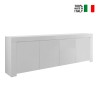 Credenza 4 ante madia soggiorno 210cm legno bianco lucido Amalfi Wh XL Vendita