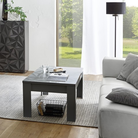 Tavolino basso soggiorno 65x122cm grigio lucido moderno Lanz Prisma Promozione
