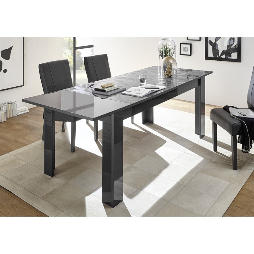 Tavolo da pranzo allungabile 140/210x77 cm in alluminio grigio