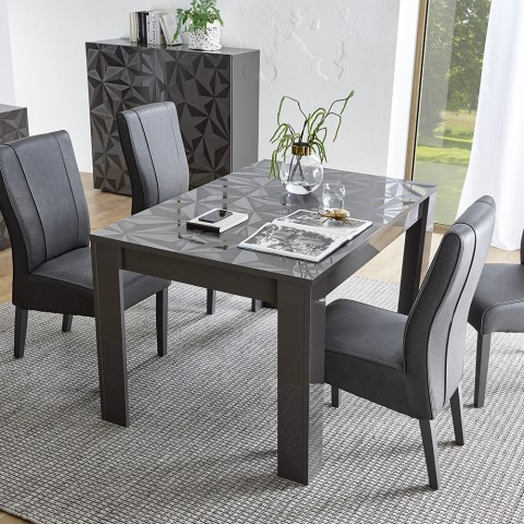 Tavolo da pranzo 90x137-185cm allungabile grigio lucido Plus Prisma Promozione
