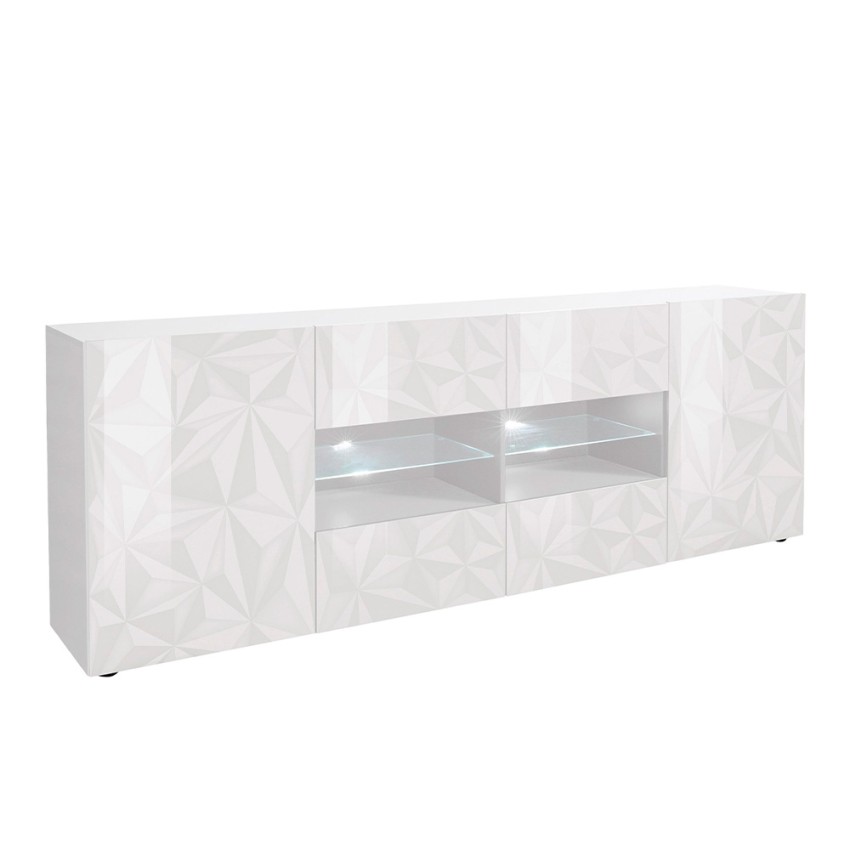 Prisma Wh L credenza 2 ante 4 cassetti bianco lucido design