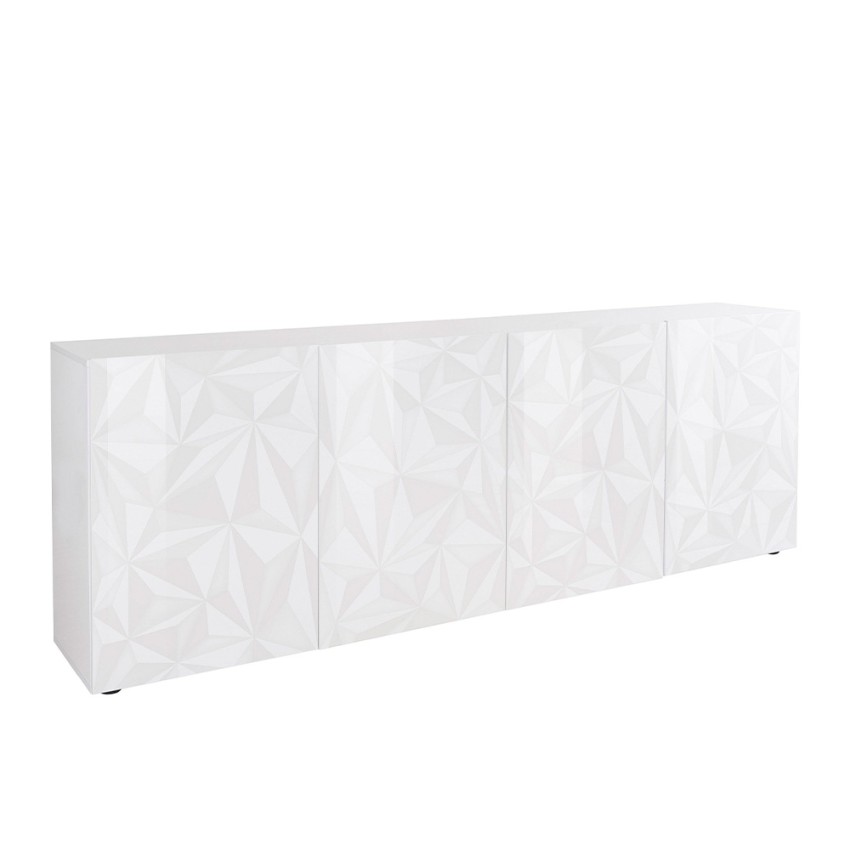 Credenza madia buffet 4 ante moderna bianco lucido 241cm Prisma Wh XL