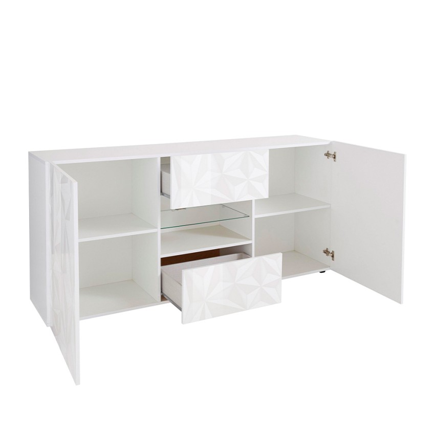 Prisma Wh L credenza 2 ante 4 cassetti bianco lucido design