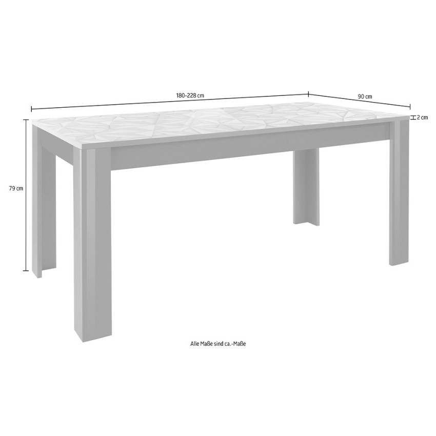 Tavolo da pranzo allungabile moderno 150/190cm bianco lucido design sala  DUNCAN