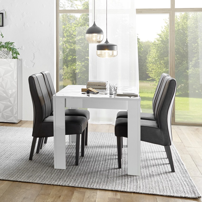 Athon Prisma tavolo da pranzo soggiorno 180x90cm bianco lucido moderno