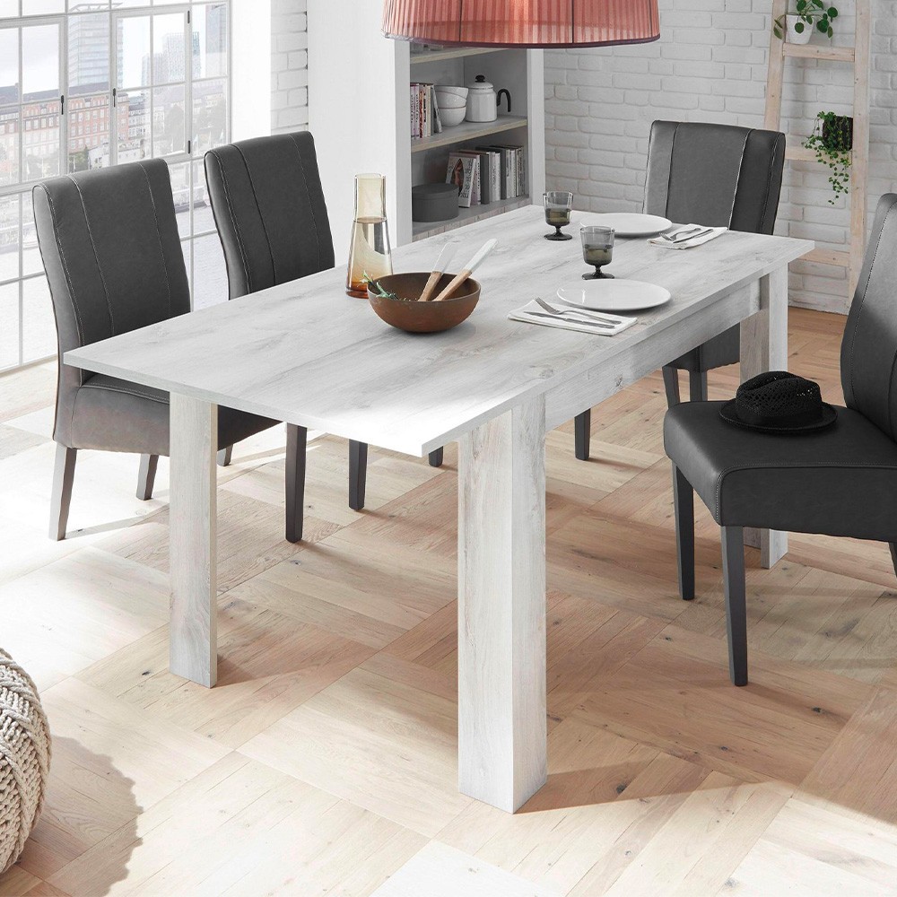 Tavolo da pranzo legno allungabile 90x137-185cm bianco lucido Vigo Urbino