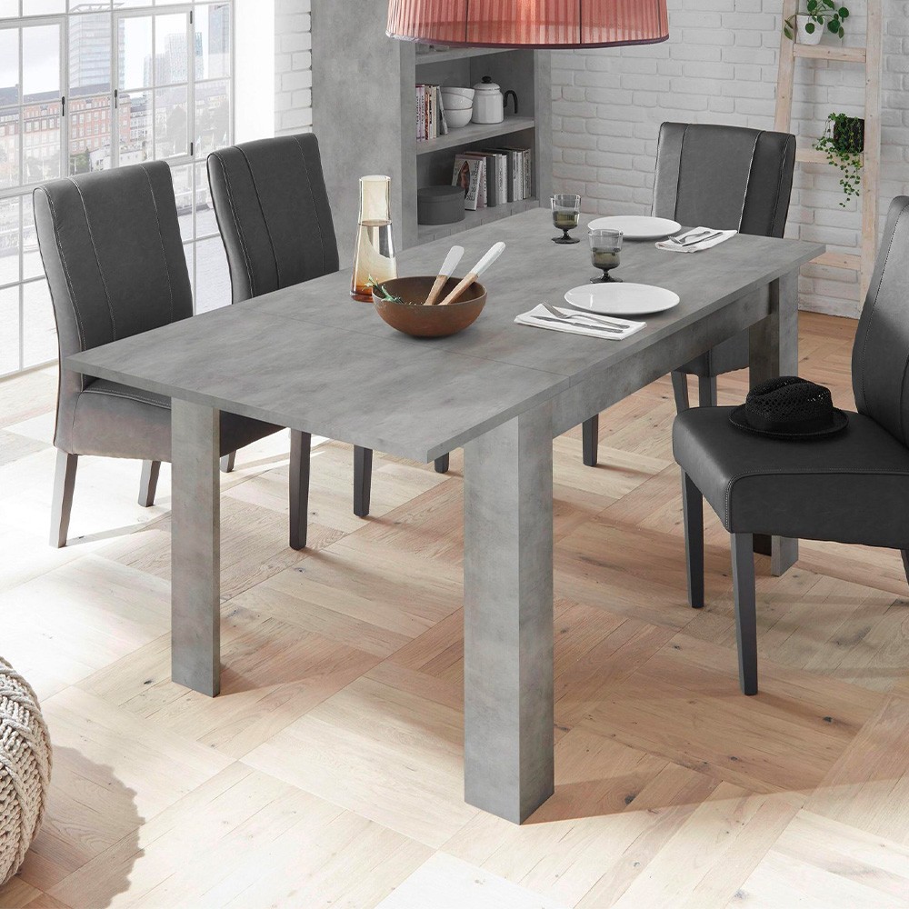 Tavolo da pranzo moderno 90x137-185cm allungabile cemento Fold Urbino