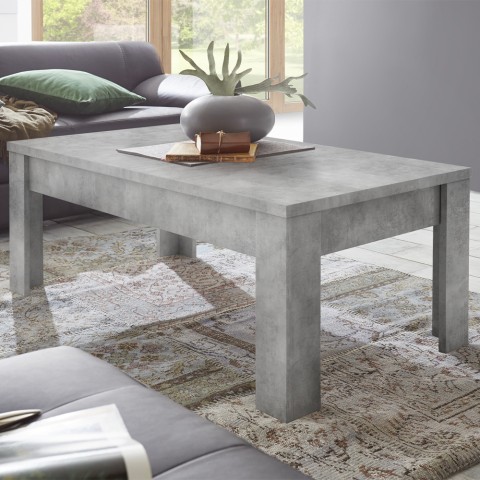 Tavolino basso moderno salotto 65x122cm grigio cemento Iseo Urbino Promozione
