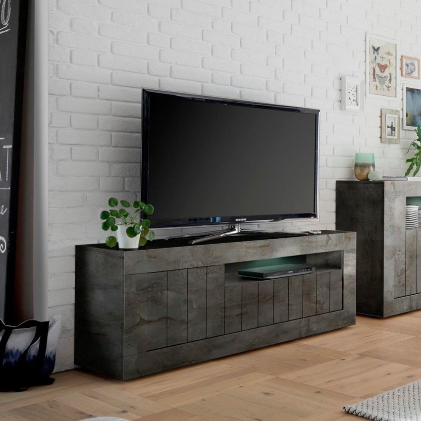 Jaor Ox Urbino mobile base porta TV nero 138cm 3 ante soggiorno moderno