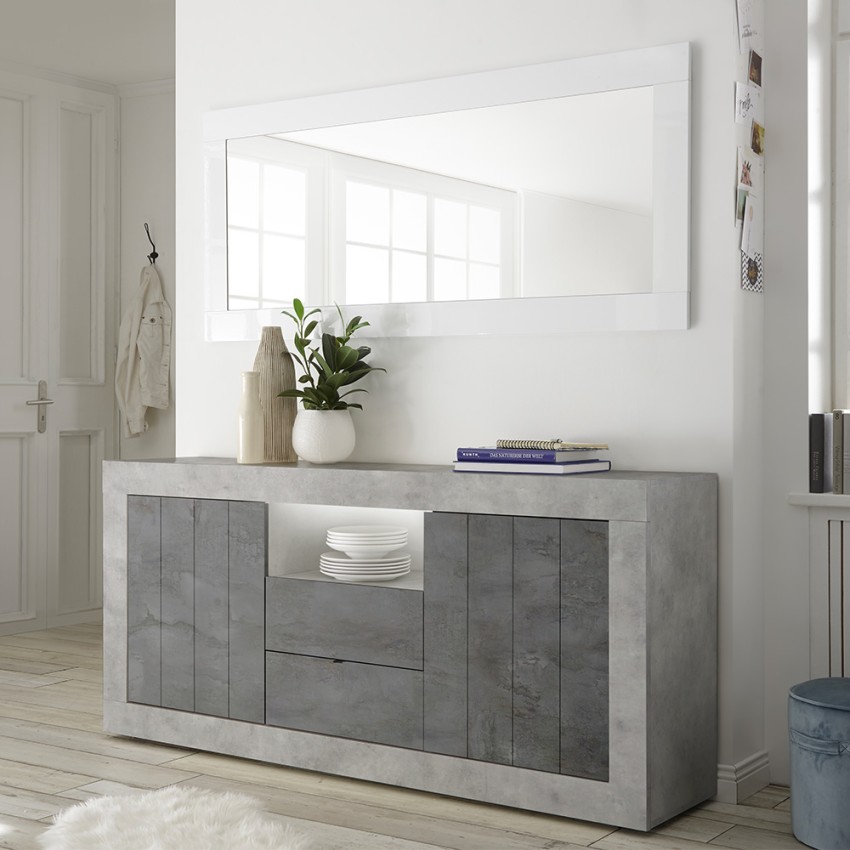 Jupiter WH L2 credenza soggiorno madia 241cm bianca lucida 4 ante