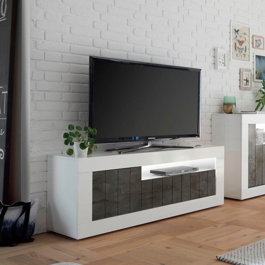 Jaor BX mobile porta TV design moderno 138cm 3 ante bianco lucido nero