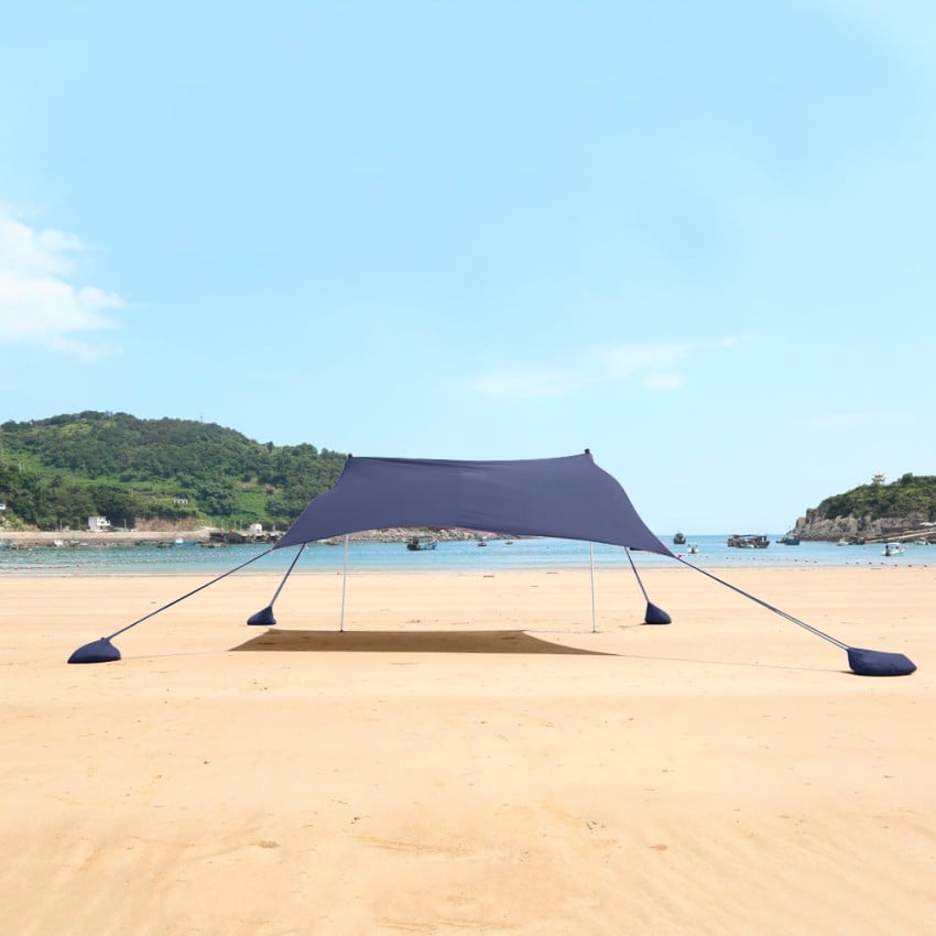 Tenda spiaggia mare gazebo portatile 2,3 x 2,3 m protezione UV antivento Formentera
