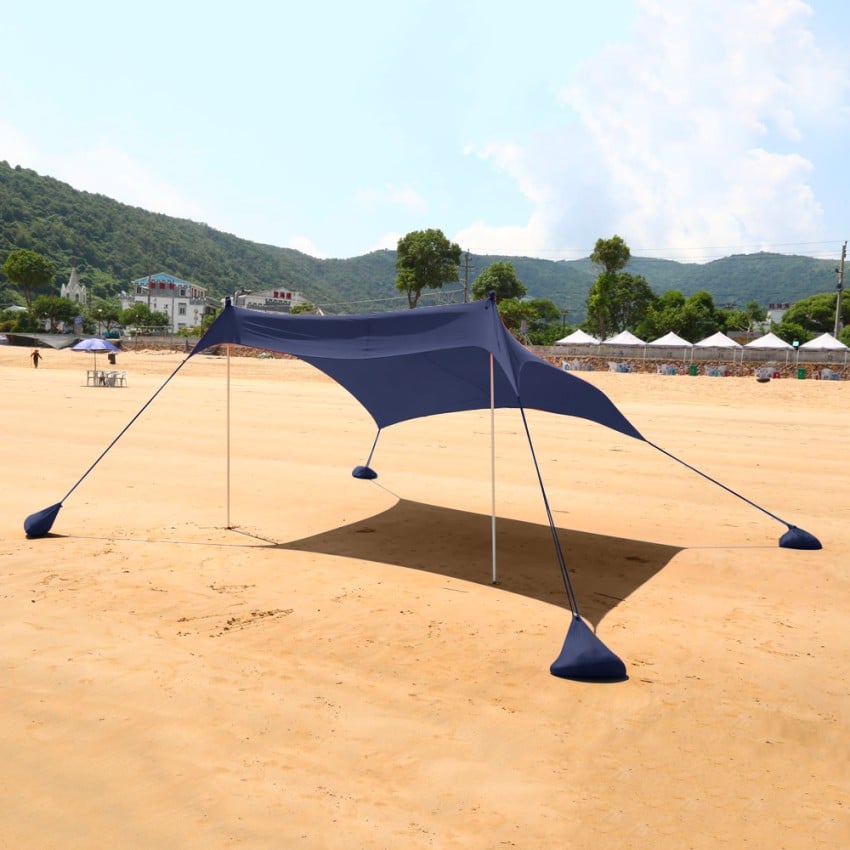 Tenda Spiaggia Mare Gazebo Portatile 2,3 X 2,3 M Protezione UV Antivento Formentera