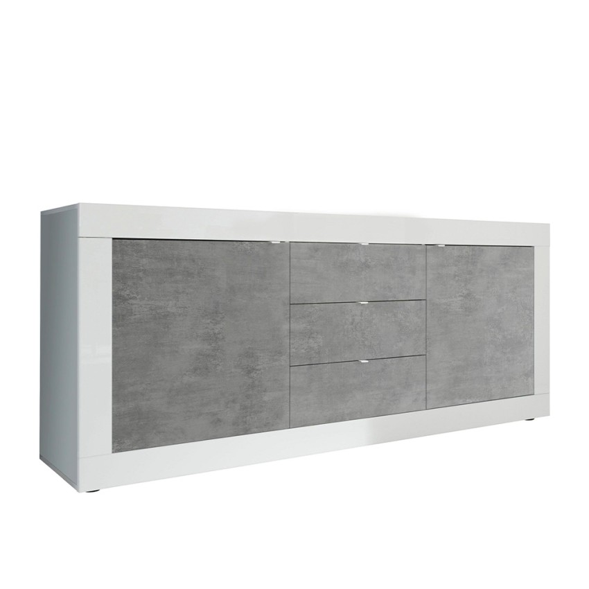 Tribus Wh Basic credenza soggiorno madia bianca lucida 2 ante 3 cassetti