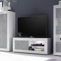 Mobile porta TV moderno bianco lucido grigio cemento Diver BC Basic Stock