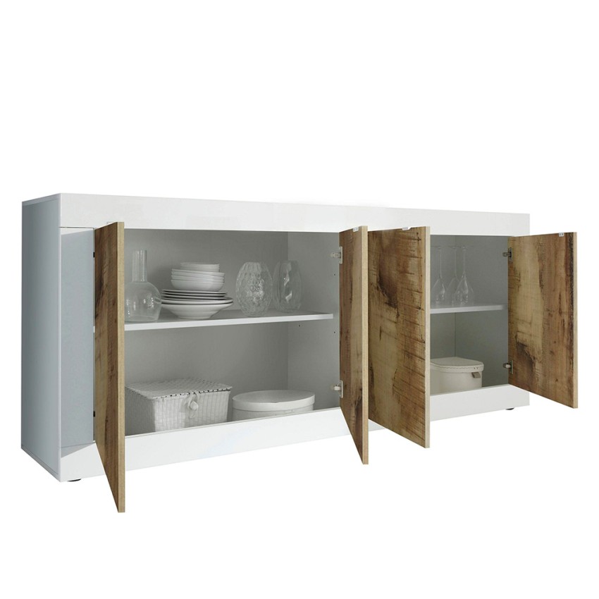 Vittoria Glam RS credenza madia alta legno rovere 2 ante specchi 121cm