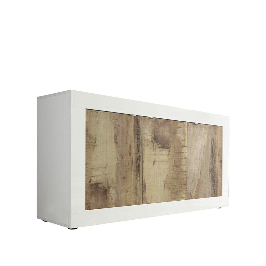 Credenza madia soggiorno bianco lucido legno 3 ante 160cm Modis BW