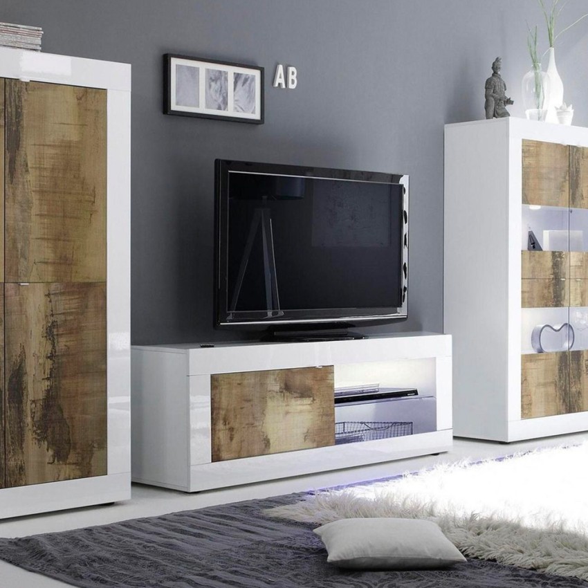 Diver BW Basic mobile porta TV soggiorno living bianco lucido legno