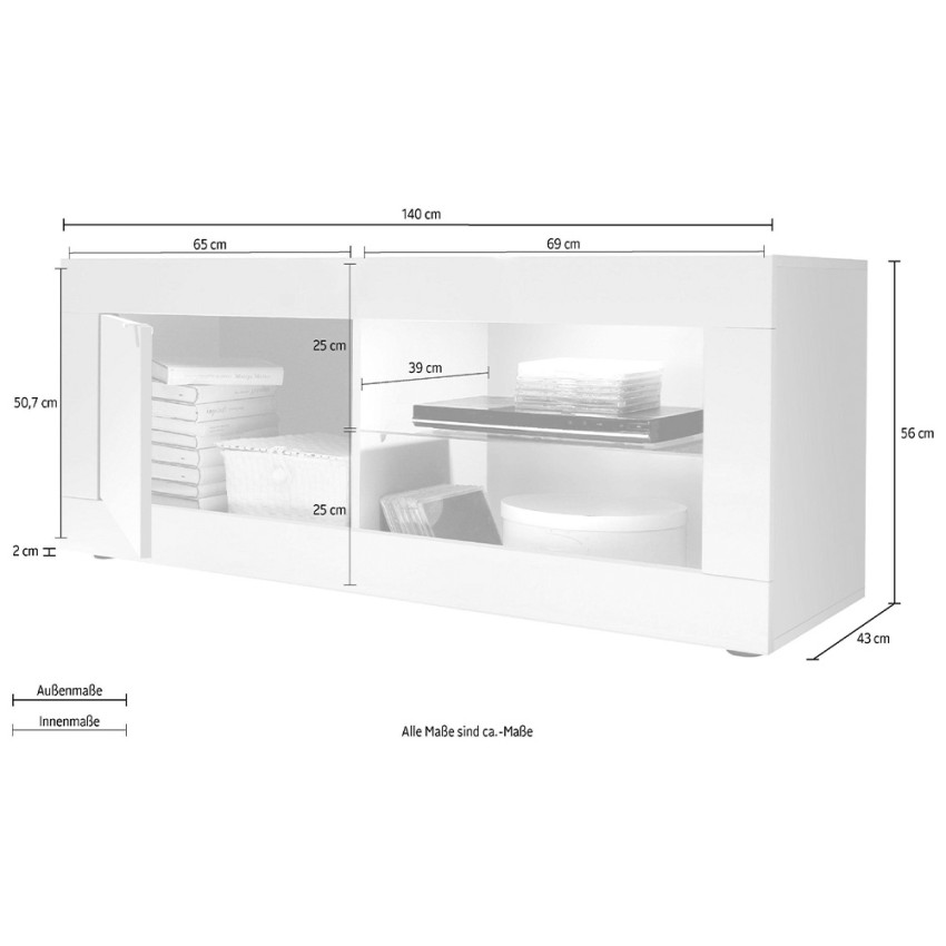 Visio NP Mobile porta TV industriale 210cm 2 ante 2 cassetti legno nero