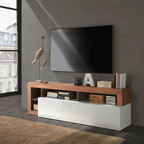 Mobile porta TV soggiorno moderno legno anta bianco lucido Dorian MR Promozione
