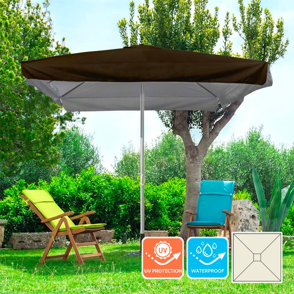 Ombrellone giardino in alluminio 3x3 quadrato palo centrale Marte Brown