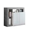 Madia mobile contenitore grigio cemento 2 ante bianco lucido Reva BC Offerta
