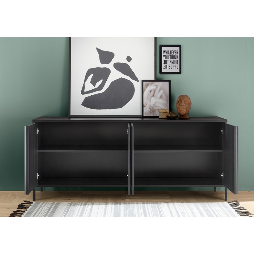 Klain Wood credenza cucina 100x43cm mobile soggiorno 2 ante bianca legno