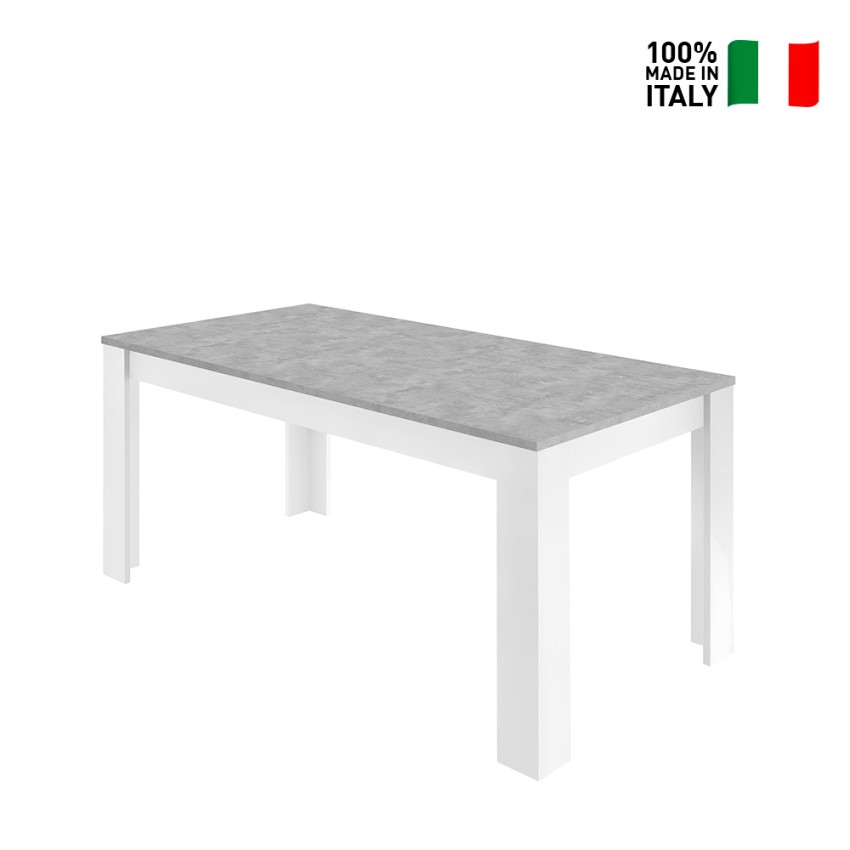 Cesar Basic tavolo da pranzo 180x90cm design moderno bianco cemento