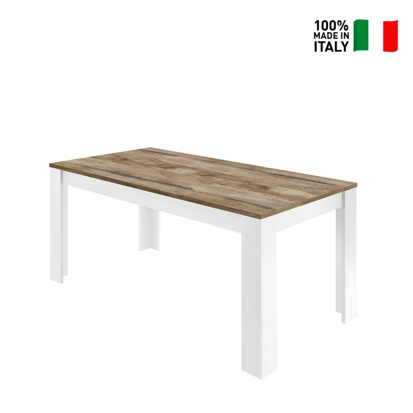 Echo Basic tavolo da pranzo cucina moderno 180x90cm bianco lucido legno