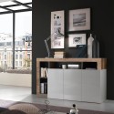 Credenza soggiorno moderna legno 3 ante bianco lucido 146cm Hailey BP Stock