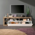 Mobile soggiorno porta TV  legno anta ribalta bianco lucido Dorian BP Stock