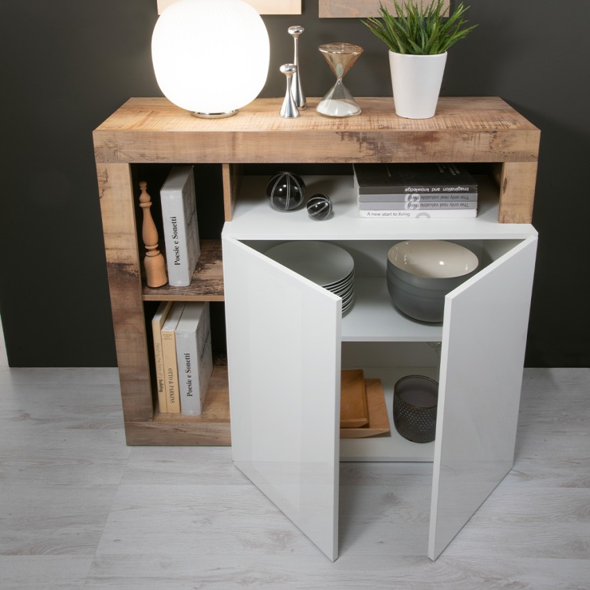 Reva BP Madia credenza legno 2 ante bianco lucido soggiorno moderno