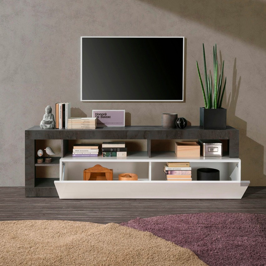 Dorian BX mobile porta TV design moderno 184cm nero bianco lucido