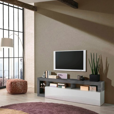 Mobile porta TV design moderno 184cm nero bianco lucido Dorian BX Promozione