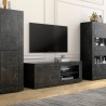 Mobile porta TV soggiorno moderno marmo nero opaco Diver MB Basic Sconti