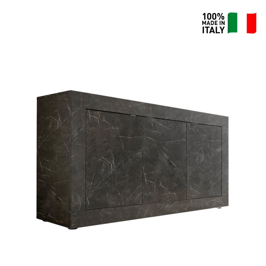 Modis MB Basic credenza moderna madia 3 ante 160cm marmo nero opaco