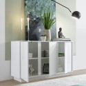 Credenza mobile soggiorno cucina 3 ante 138cm bianco lucido Dimas Ice Catalogo