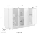 Credenza mobile soggiorno cucina 3 ante 138cm bianco lucido Dimas Ice Stock
