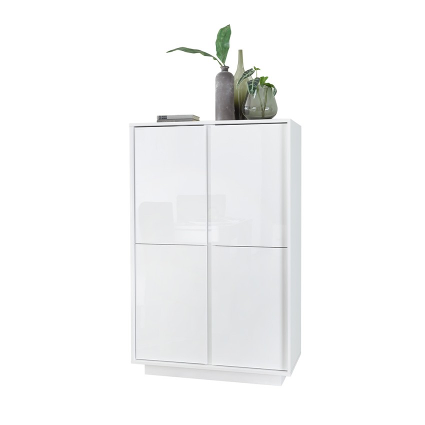 Joyce Ice credenza alta moderna 4 ante bianco laccato lucido h145cm