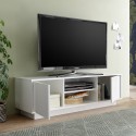 Mobile porta TV soggiorno bianco lucido moderno 138cm 2 ante Dener Ice Sconti