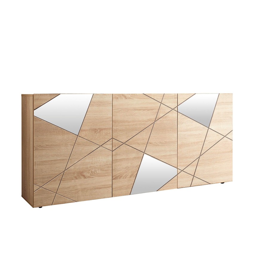 Vittoria RS L credenza madia moderna legno rovere 241cm 4 ante specchi