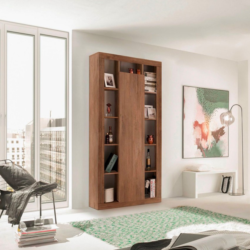 Jote MR libreria soggiorno moderna a colonna h217cm in legno con anta