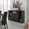 Credenza soggiorno nera in legno 134cm design moderno 2 ante Lema NR Promozione